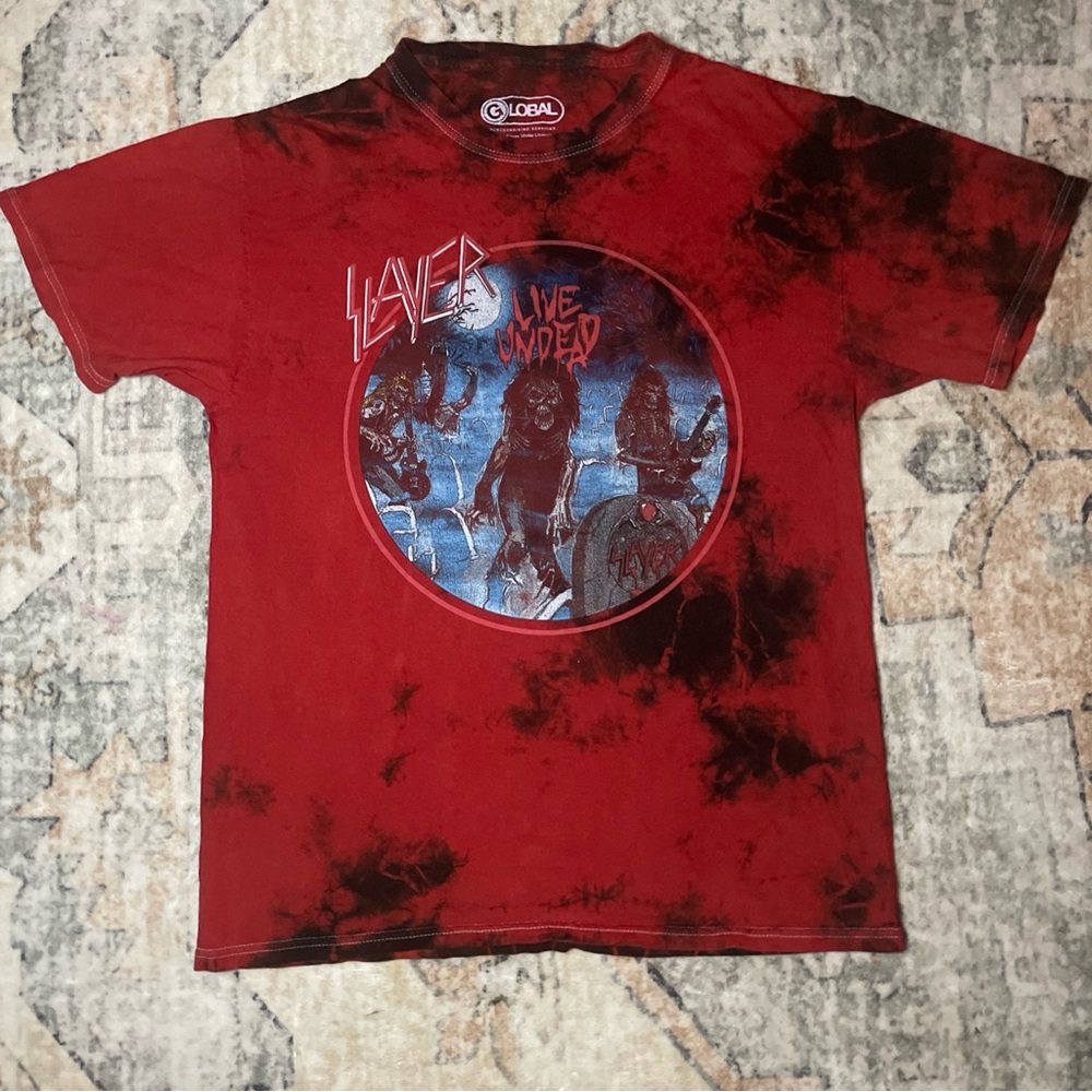 Slayer T shirt Global Red and Black Graphic Men's Tee